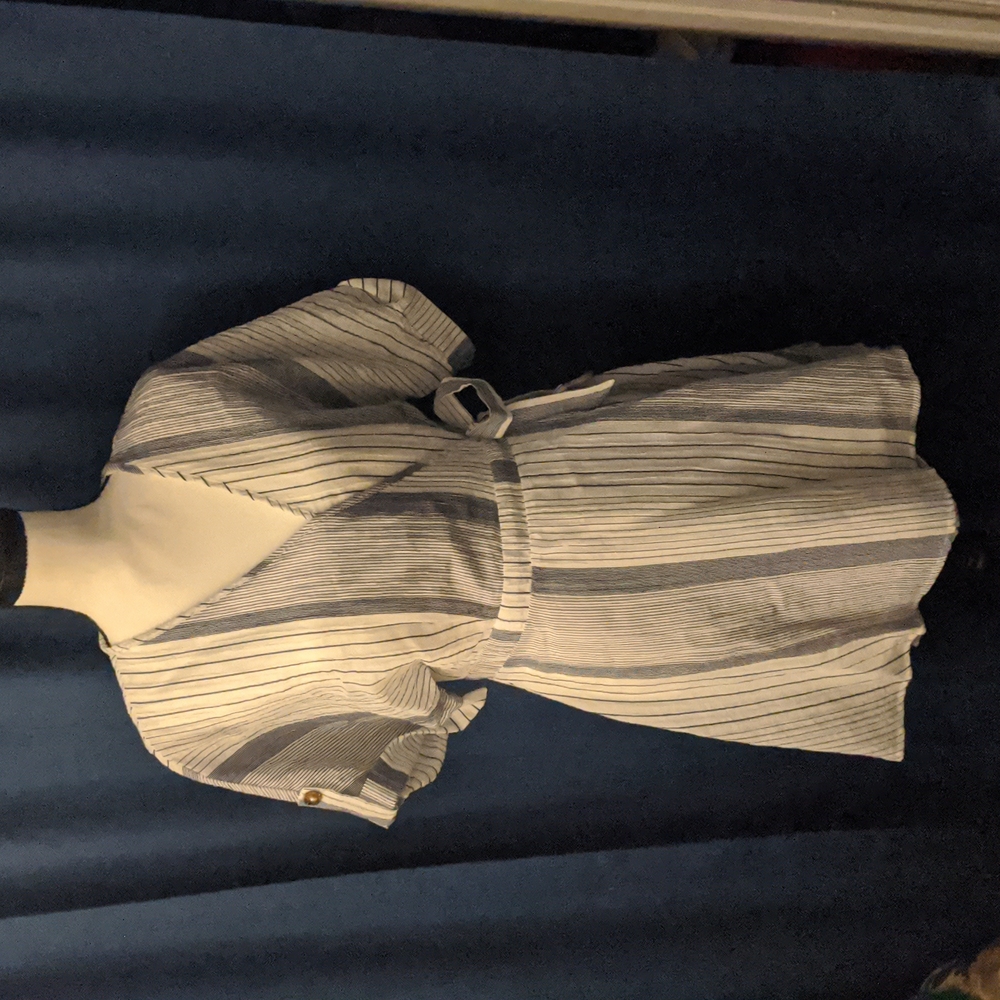 blue and white dress